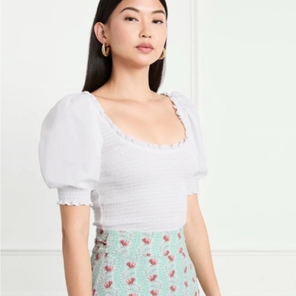 Hill House White Smocked Ruffled Blouse - Picture 2 of 2